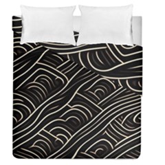 Black Coconut Color Wavy Lines Waves Abstract Duvet Cover Double Side (queen Size)
