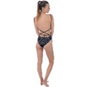 Black Coconut Color Wavy Lines Waves Abstract Tie Strap One Piece Swimsuit View2