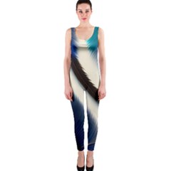 Feathers Pattern Design Blue Jay Texture Colors One Piece Catsuit