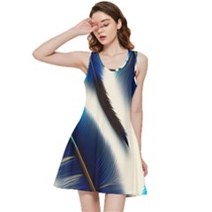 Feathers Pattern Design Blue Jay Texture Colors Inside Out Racerback Dress by Ravend