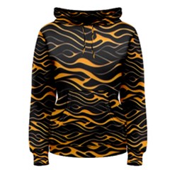 Waves Pattern Golden 3d Abstract Halftone Women s Pullover Hoodie
