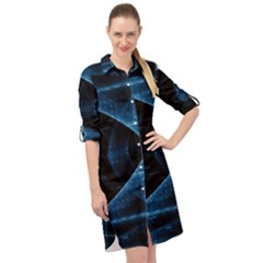 Technology Digital Business Polygon Geometric Long Sleeve Mini Shirt Dress by Ravend