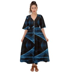 Technology Digital Business Polygon Geometric Kimono Sleeve Boho Dress by Ravend