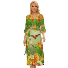 Floral Flowers Nature Plants Decorative Design Midsummer Wrap Dress by Ravend