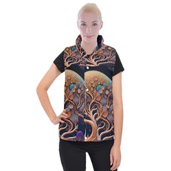 Trees Dream Art Intricate Patterns Digital Nature Women s Button Up Vest