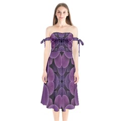 Geometric Shapes Geometric Pattern Flower Pattern Art Shoulder Tie Bardot Midi Dress by Ravend