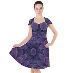 Gometric Shapes Geometric Pattern Purple Background Cap Sleeve Midi Dress by Ravend