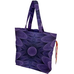 Gometric Shapes Geometric Pattern Purple Background Drawstring Tote Bag by Ravend