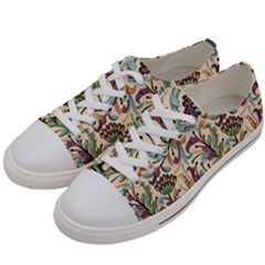 Wallpaper Floral Pattern Floral Wallpaper Background Women s Low Top Canvas Sneakers