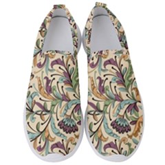 Wallpaper Floral Pattern Floral Wallpaper Background Men s Slip On Sneakers by Ravend