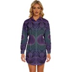 Geometric Shapes Geometric Pattern Flower Pattern Womens Long Sleeve Shirt Dress