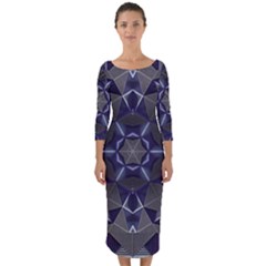 Kaleidoscope Geometric Pattern Geometric Shapes Quarter Sleeve Midi Bodycon Dress by Ravend