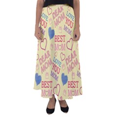 Love Mom Happy Mothers Day I Love Mom Graphic Pattern Flared Maxi Skirt