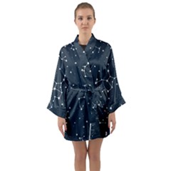 Constellation Stars Art Pattern Design Wallpaper Long Sleeve Satin Kimono