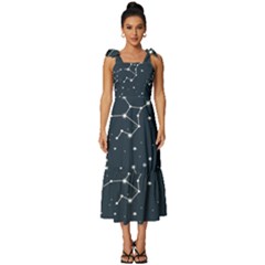 Constellation Stars Art Pattern Design Wallpaper Tie-strap Tiered Midi Chiffon Dress