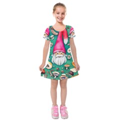 Mojo Chanterelle Glamour Kids  Short Sleeve Velvet Dress by GardenOfOphir