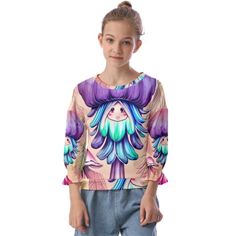 Psychedelic Mushroom For Sorcery And Theurgy Kids  Cuff Sleeve Top by GardenOfOphir