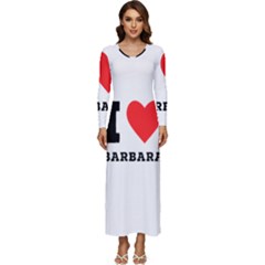I Love Barbara Long Sleeve Longline Maxi Dress