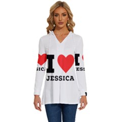 I Love Jessica Long Sleeve Drawstring Hooded Top