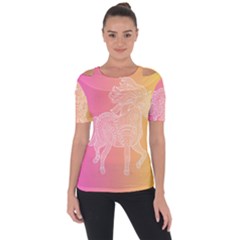 Unicorm Orange And Pink Shoulder Cut Out Short Sleeve Top