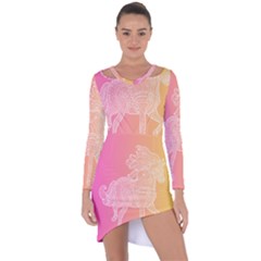 Unicorm Orange And Pink Asymmetric Cut-out Shift Dress