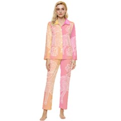 Unicorm Orange And Pink Womens  Long Sleeve Velvet Pocket Pajamas Set by lifestyleshopee