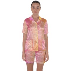 Unicorm Orange And Pink Satin Short Sleeve Pajamas Set by lifestyleshopee