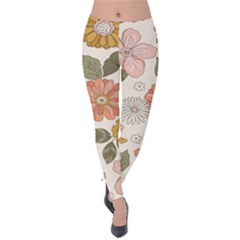 Flower Petals Plants Floral Print Pattern Design Velvet Leggings