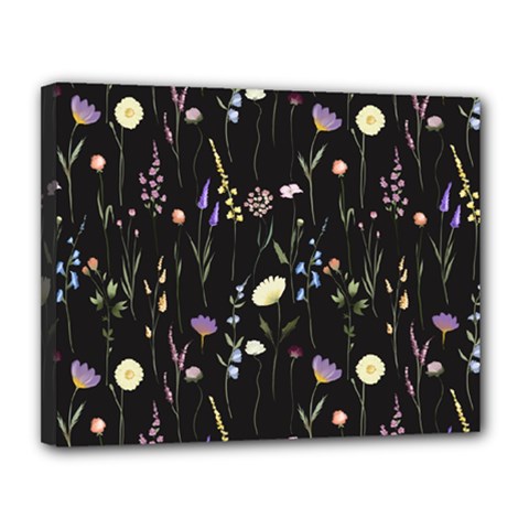 Flowers Floral Pattern Floral Print Background Canvas 14  X 11  (stretched)