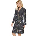 Flowers Floral Pattern Floral Print Background Long Sleeve Velvet Robe View2