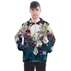 Ai Generated Flower Orchids Bloom Flora Nature Men s Half Zip Pullover by Ravend