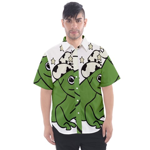 Frog With A Cowboy Hat Men s Short Sleeve Shirt by Teevova