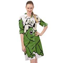 Frog With A Cowboy Hat Long Sleeve Mini Shirt Dress by Teevova