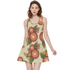 Flowers Leaves Pattern Flora Botany Drawing Art Inside Out Reversible Sleeveless Dress by Ravend