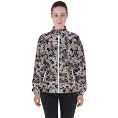 Mystic Geometry Abstract Print Women s High Neck Windbreaker by dflcprintsclothing
