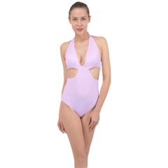 Cotton Candy Pink	 - 	halter Front Plunge Swimsuit by ColorfulSwimWear