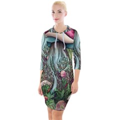 Craft Mushroom Quarter Sleeve Hood Bodycon Dress