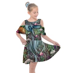 Craft Mushroom Kids  Shoulder Cutout Chiffon Dress by GardenOfOphir