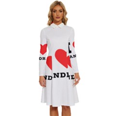I Love Sandra Long Sleeve Shirt Collar A-line Dress by ilovewhateva