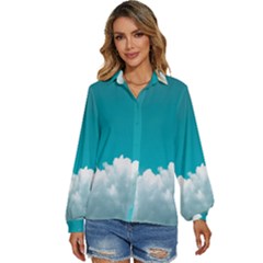 Clouds Hd Wallpaper Women s Long Sleeve Button Down Shirt