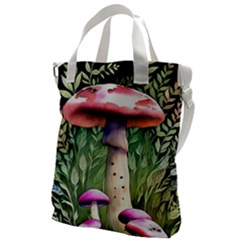 Mushroom Foraging In The Woods Canvas Messenger Bag by GardenOfOphir