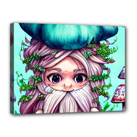 Witchy Forest Mushrooms Canvas 16  X 12  (stretched) by GardenOfOphir