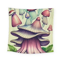 Antique Forest Mushrooms Square Tapestry (small) by GardenOfOphir
