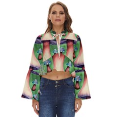 Secret Forest Mushroom Fairy Boho Long Bell Sleeve Top