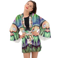 Enchanted Mushroom Forest Fairycore Long Sleeve Kimono by GardenOfOphir