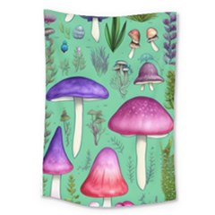 Foraging In The Mushroom Forest Large Tapestry by GardenOfOphir
