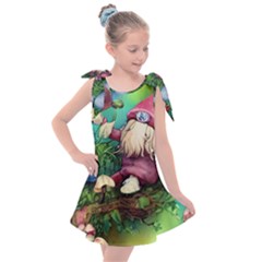 Vintage Flowery Mushroom Kids  Tie Up Tunic Dress by GardenOfOphir