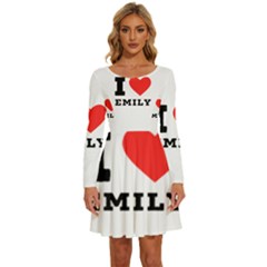 I Love Emily Long Sleeve Wide Neck Velvet Dress