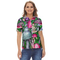 Fantasy Foraging Garden Women s Short Sleeve Double Pocket Shirt