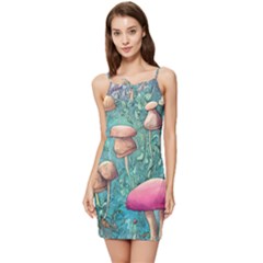 Natural Mushroom Design Fairycore Garden Summer Tie Front Dress by GardenOfOphir
